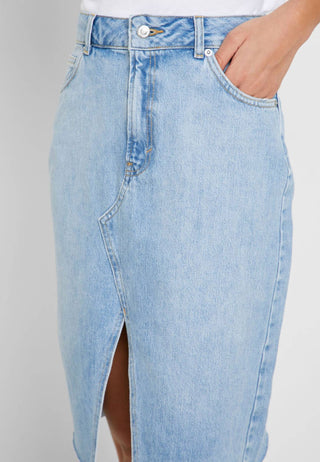 Topshop - Denim Front Split Pencil Denim Skirt
