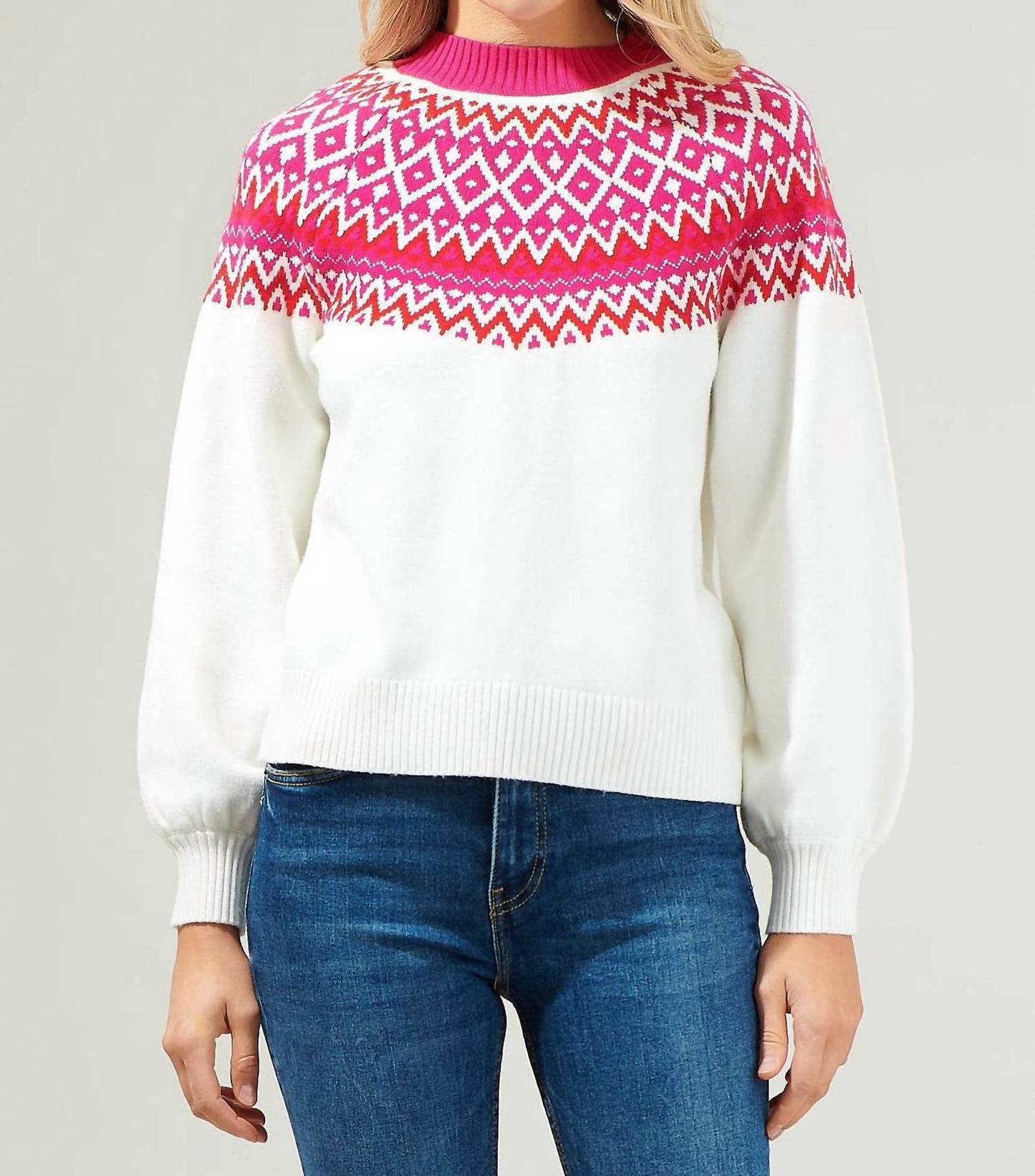Sugarlips - Honey Baby Fair Isle Mock Neck Sweater
