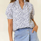 Doe And Rae - Dot Print Short Sleeve Blouse