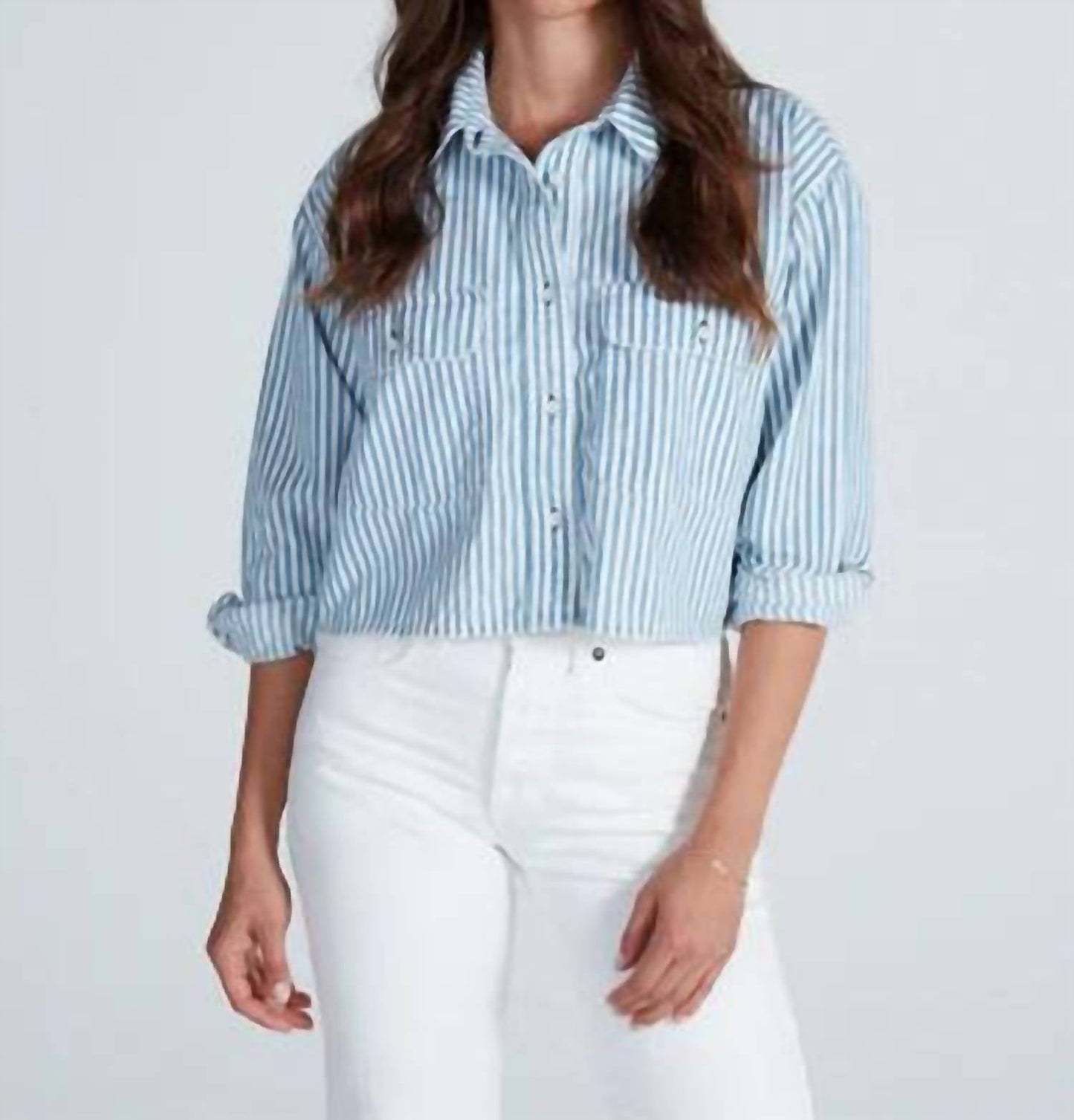 Askk Ny - Stripe Cropped Nantucket Shirt