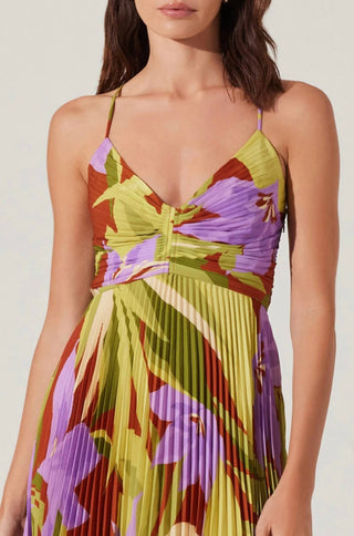 Astr - Blythe Floral Plisse Midi Dress