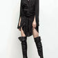 Free People - Jedda Boot Over Knee Leather Fabric Wedge