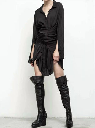 Free People - Jedda Boot Over Knee Leather Fabric Wedge