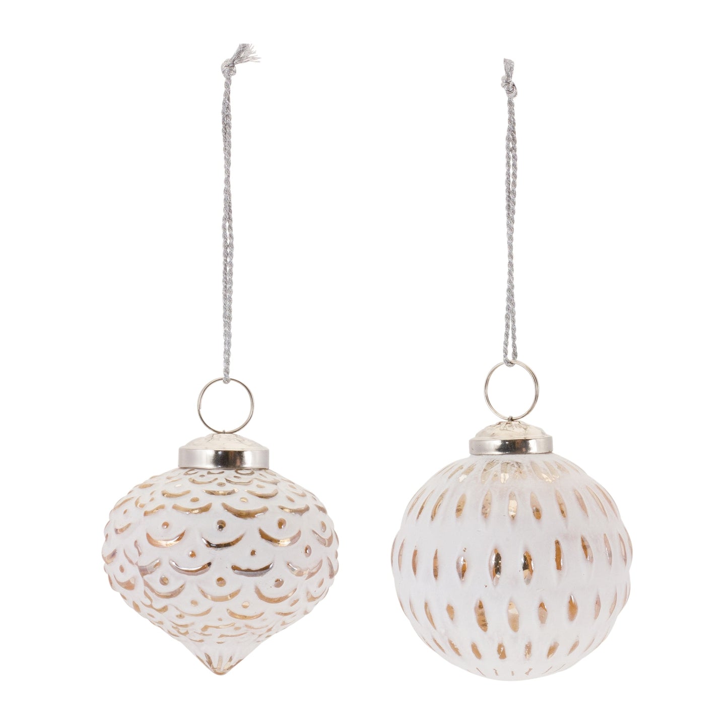White Washed Glass Ornament (Set of 6)