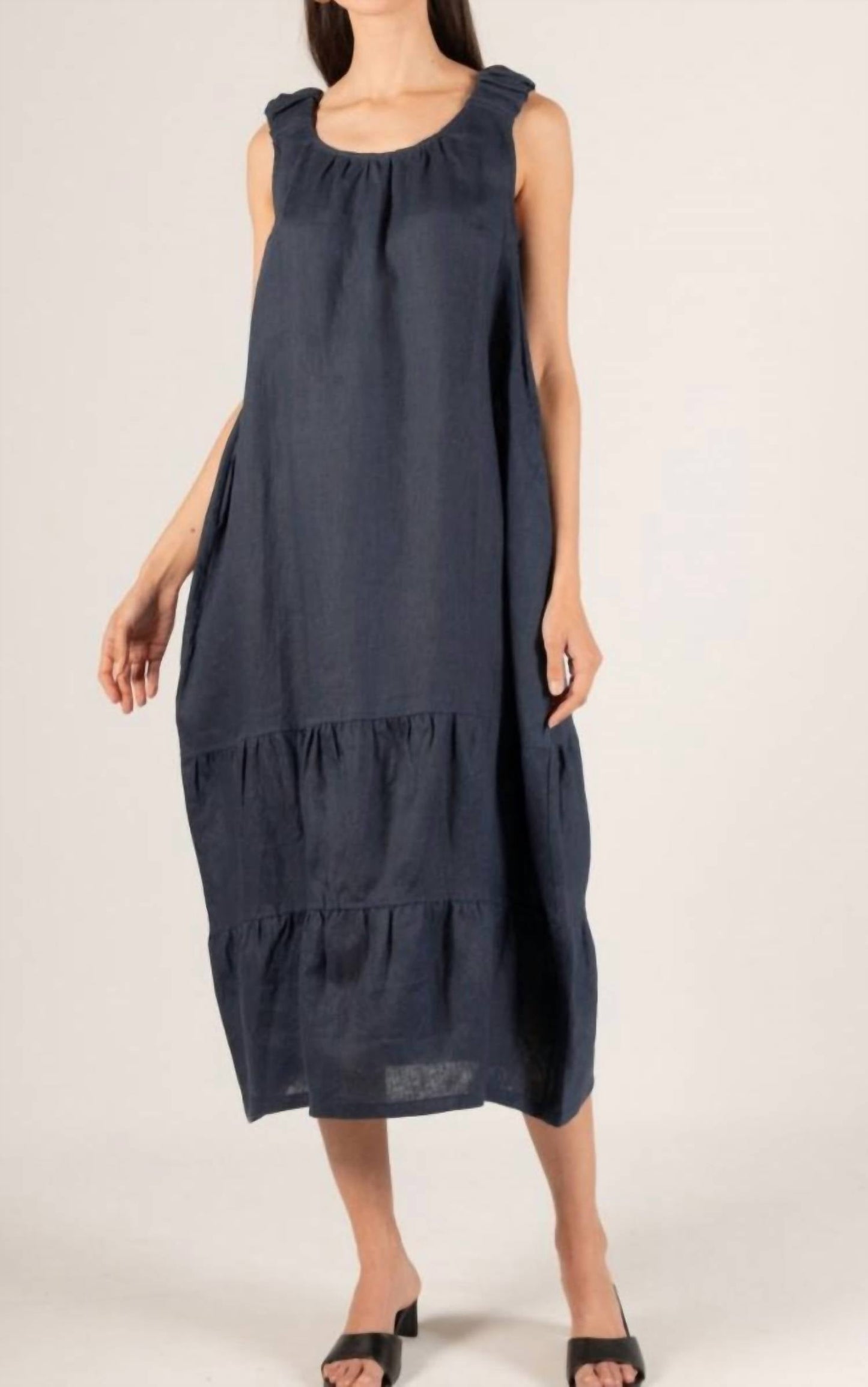 Before You Collection - Linen Scrunchie Strap Harem Dress
