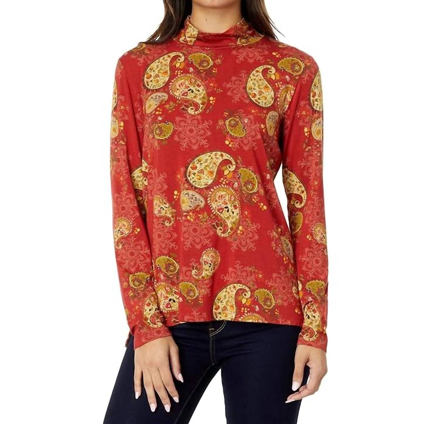 Johnny Was - Paisley Lace Mock Neck Top