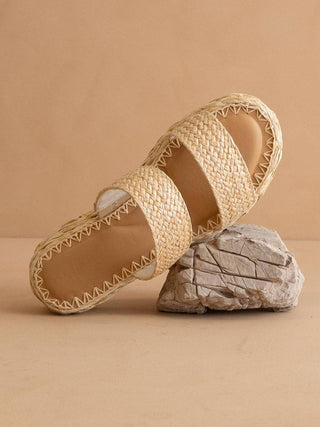 Oasis Society - Women Marley Basket Woven Double Strap Platform Slide