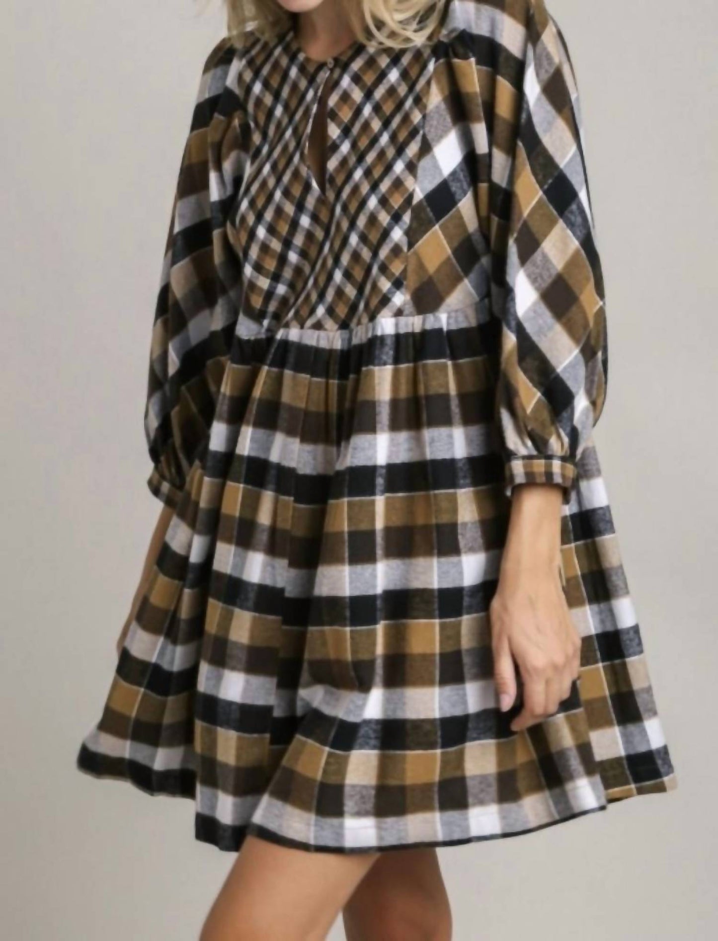 Umgee - Plaid Flannel Babydoll Dress