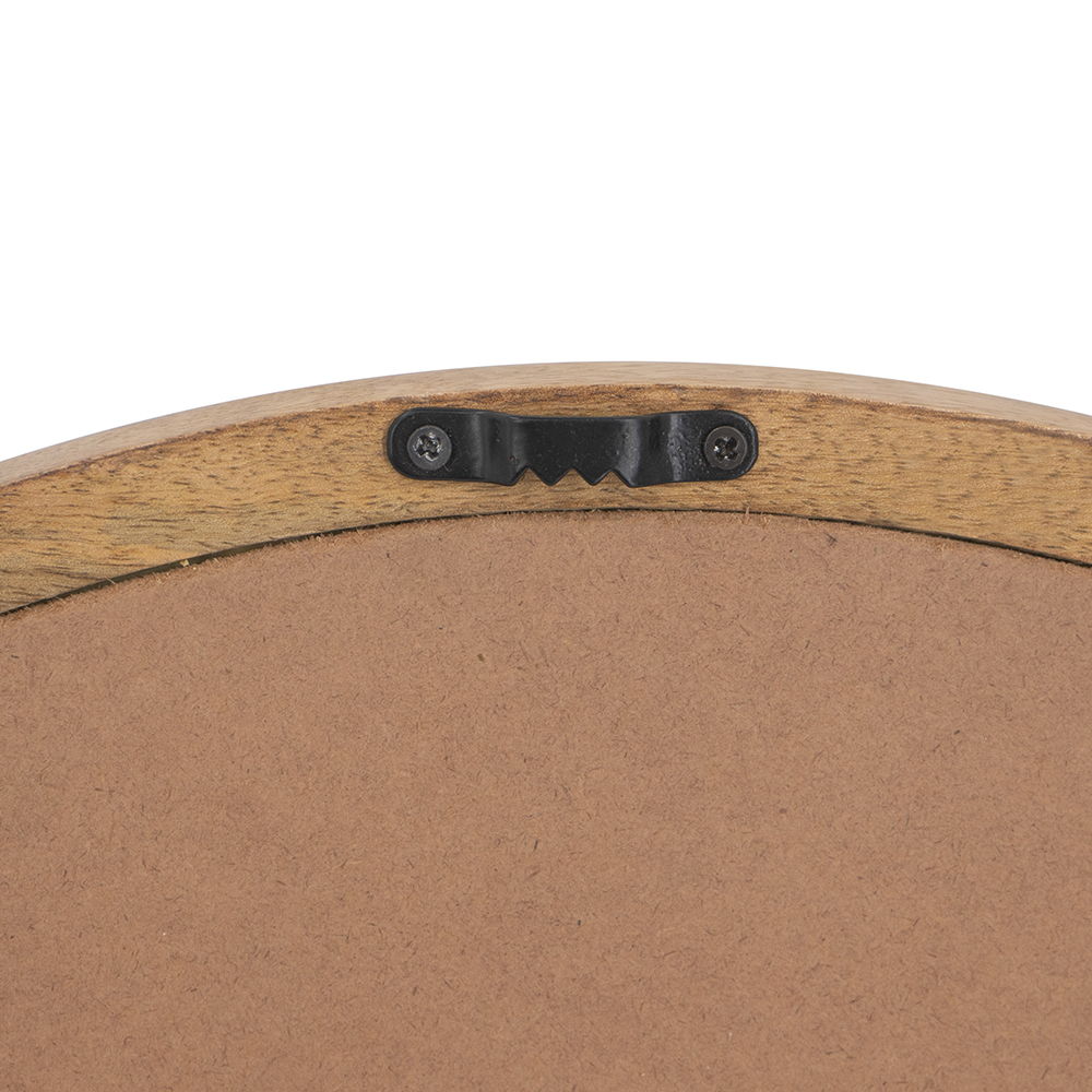 Circle Wall Mirror With Wooden Frame for Living Room