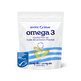 Arctic Blue MSC Omega-3 Fish Oil Softgels with DHA and EPA with Vitamin D3