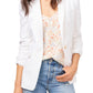 Women's White Linen One-Button Blazer - Size 8