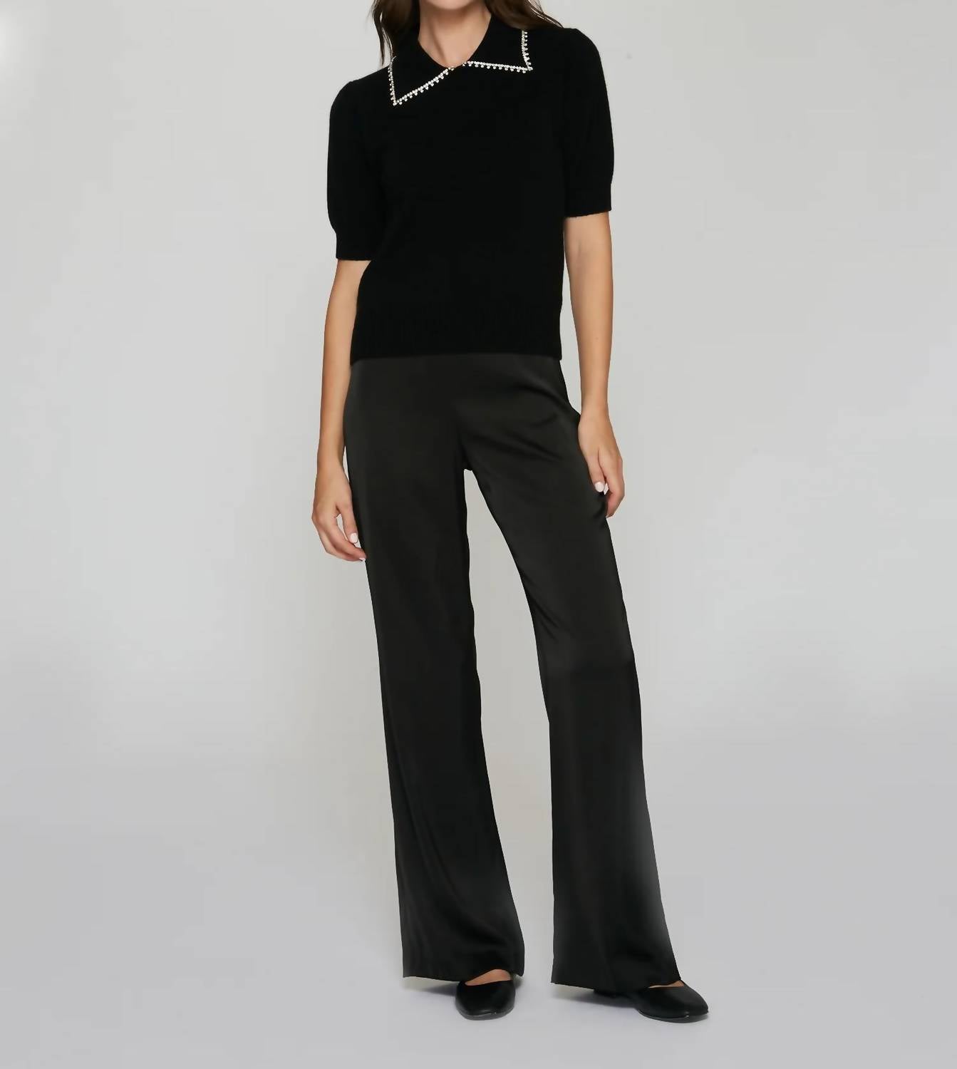 Autumn Cashmere - Peter Pan Collar With Rhinestone Trim Sweater