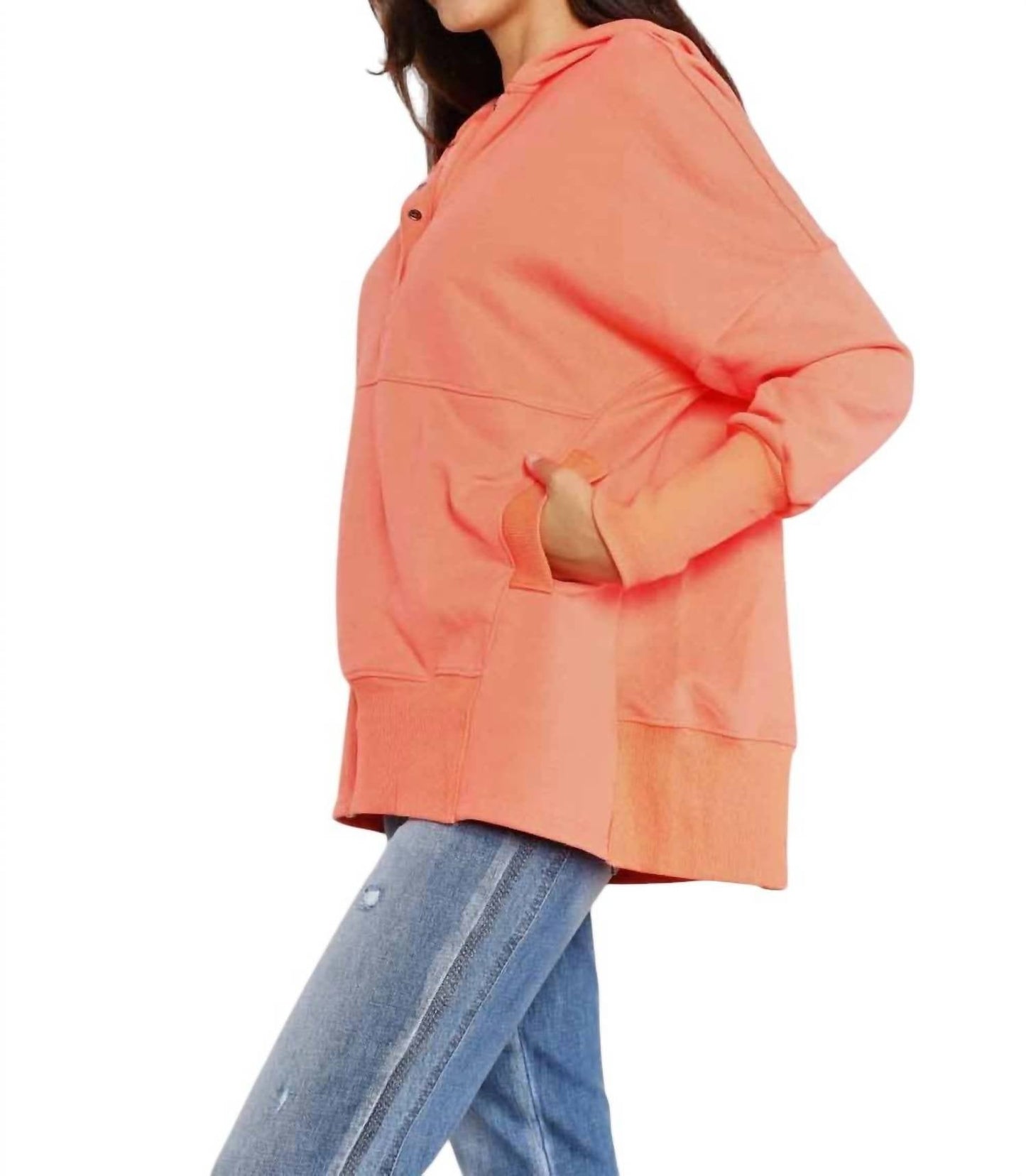 Double Take - Quarter-Snap Dropped Shoulder Hoodie