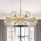 36" Modern Gold 8-Light Sputnik Chandelier with Clear Glass Shades