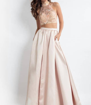 Rachel Allan - Beaded Matte Satin Two-piece Prom Dress