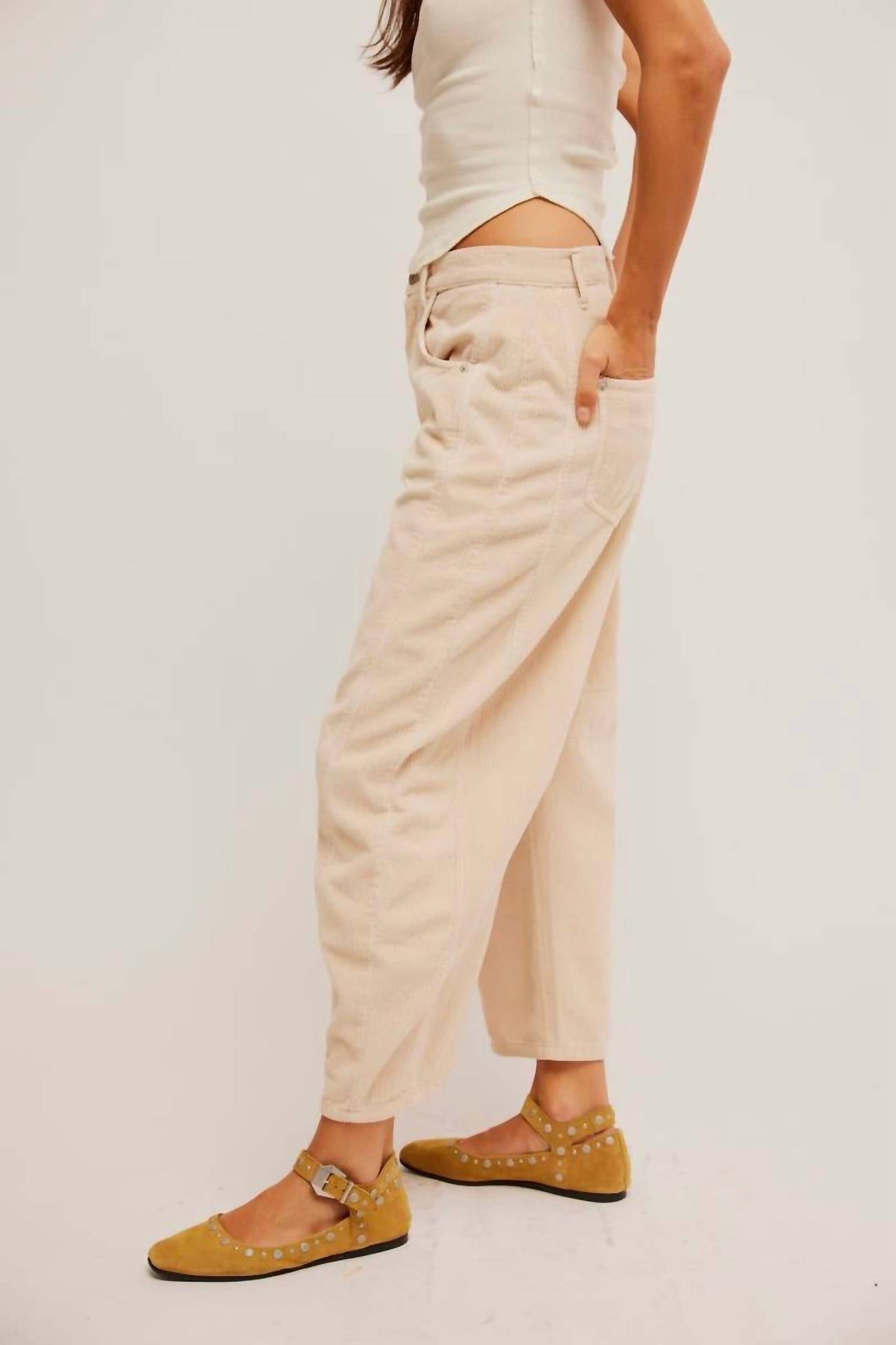 Free People - Good Luck Mid-rise Cord Barrel Jeans