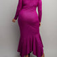 The Curve La - Plus Size Off Shoulder Metallic Knit Dress With Slit