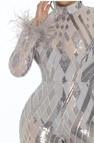 Banjul - LONG SLEEVE SEQUIN JUMPSUIT