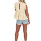 Blue Blush - Ribbon & Ruffle Contrast Top