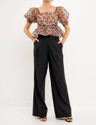 Endless Rose - Estella Leopard Puff Sleeve Top