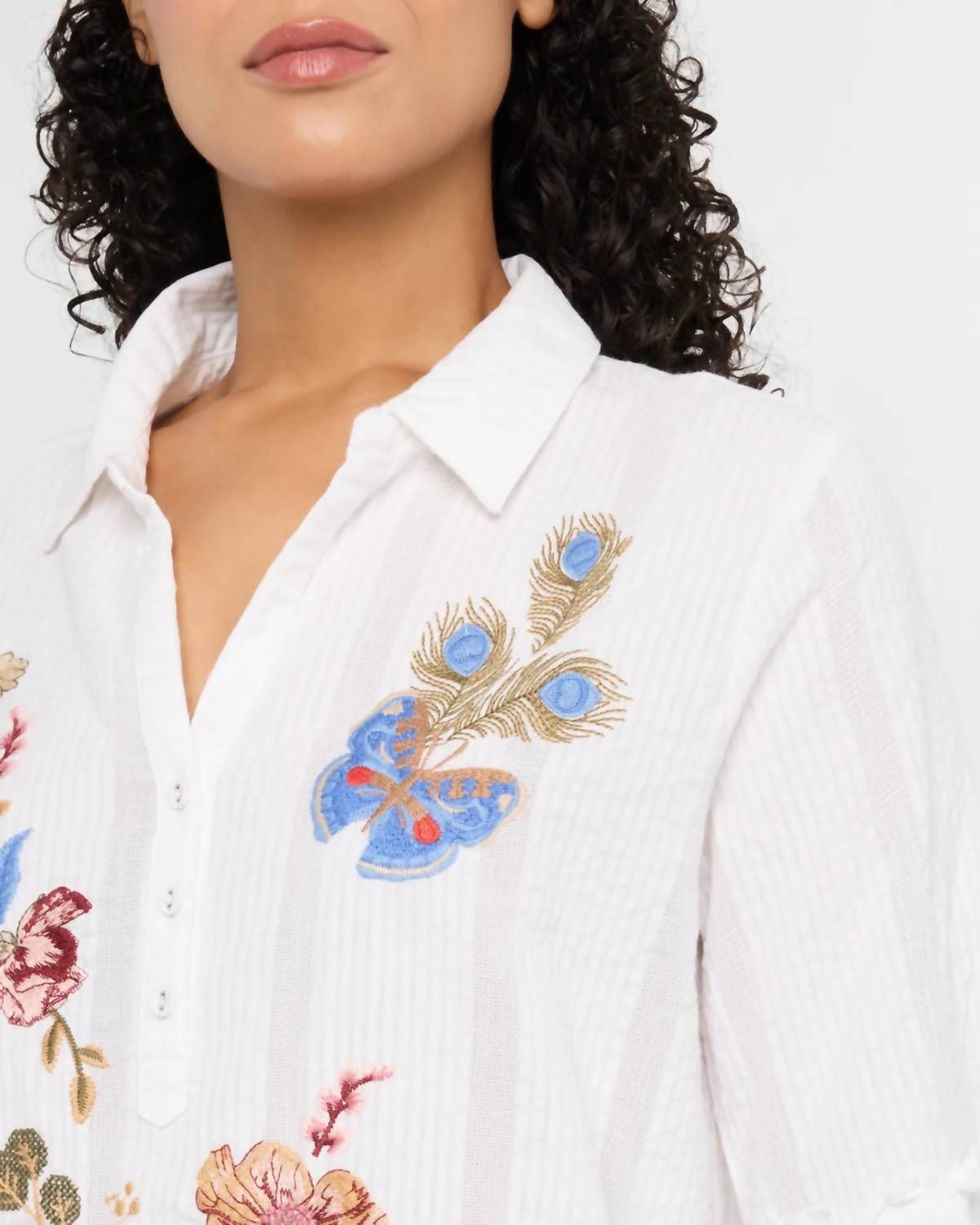 Johnny Was - Florrie Ruffle Sleeve Henley Tunic Top