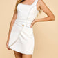 Tcec - Square Neck Sleeveless Cinched Waist Detail Dress