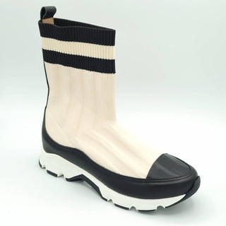 All Black - Women Stripey Sock Bootie