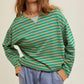Kissed Apparel - Striped Oversized Crewneck Pullover