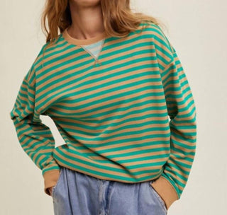 Kissed Apparel - Striped Oversized Crewneck Pullover