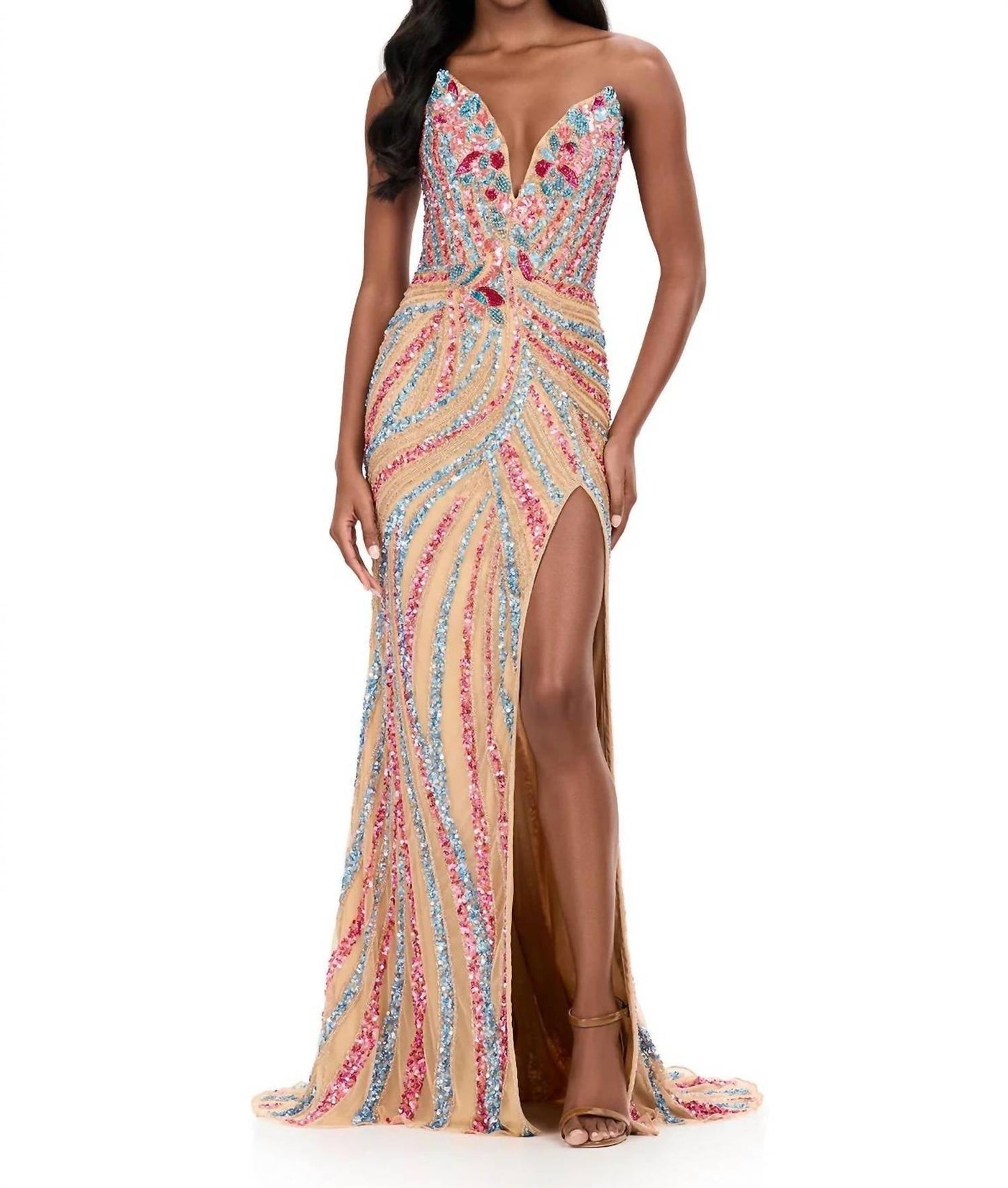 Ashleylauren - Lace Up Sweetheat Prom Dress