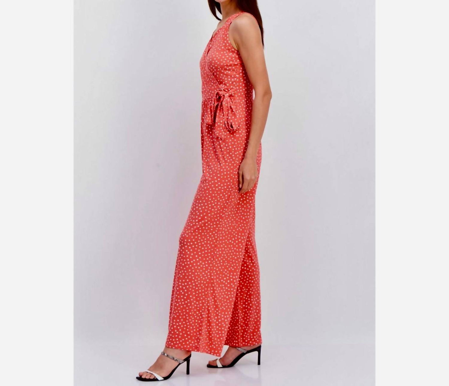 41 Hawthorn - Polka Dot Wide Leg V-neck Jumpsuit
