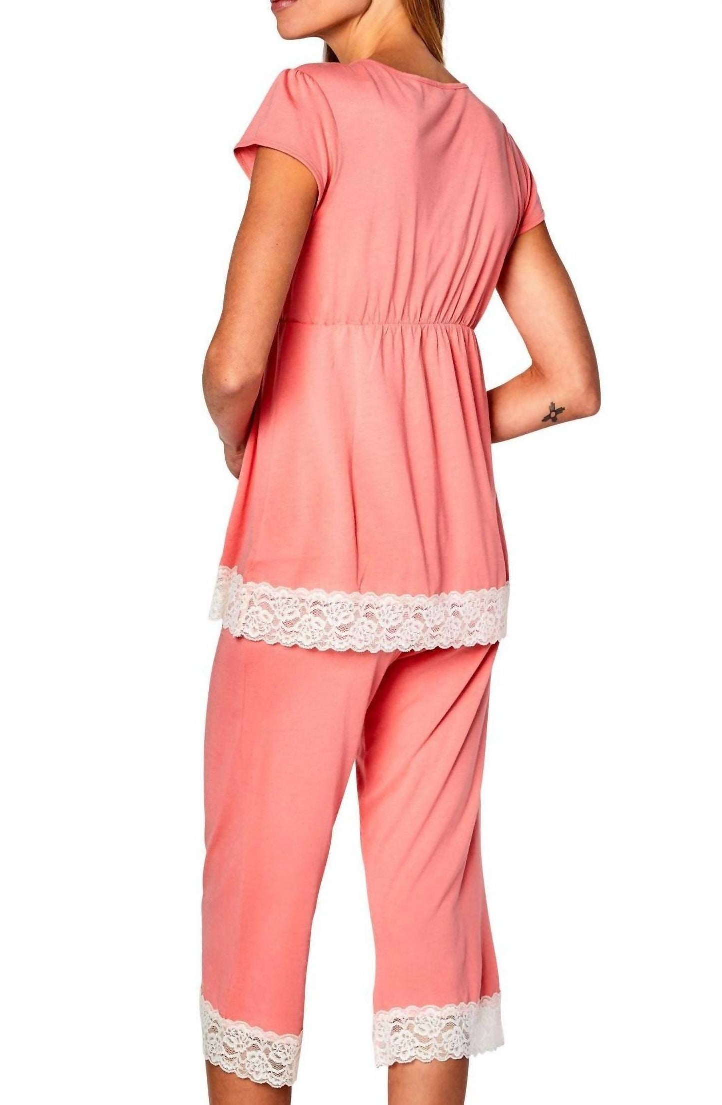 Twelve Eighty Eight - Sophie Trends Short Sleeve Top Cropped Pant PJ Set