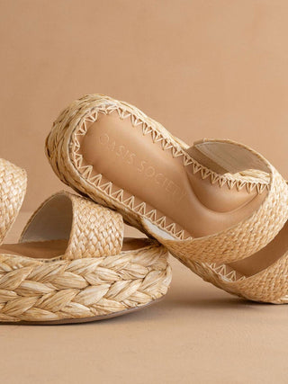 Oasis Society - Women Marley Basket Woven Double Strap Platform Slide