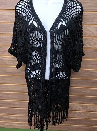 Entro - Women's Crocheted Open Work Sleeved