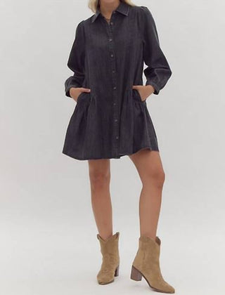 Entro - Denim Ruffled Mini Dress