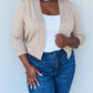 Doublju - Full Size 3/4 Sleeve Cropped Cardigan