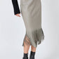 Endless Rose - Faux Leather Fringe Midi Skirt