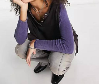 Free People - GRAND SLAM COLOR BLOCK HENLEY TOP