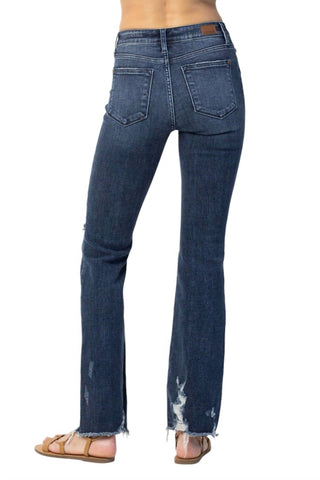 Judy Blue - MID RISE CONTRAST DESTROY SLIM BOOTCUT JEAN