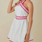 Baby Pink - Colorblock Strap Design Halter Neck Mini Dress