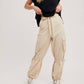 Bluivy - High-rise Drawstring Cargo Pants