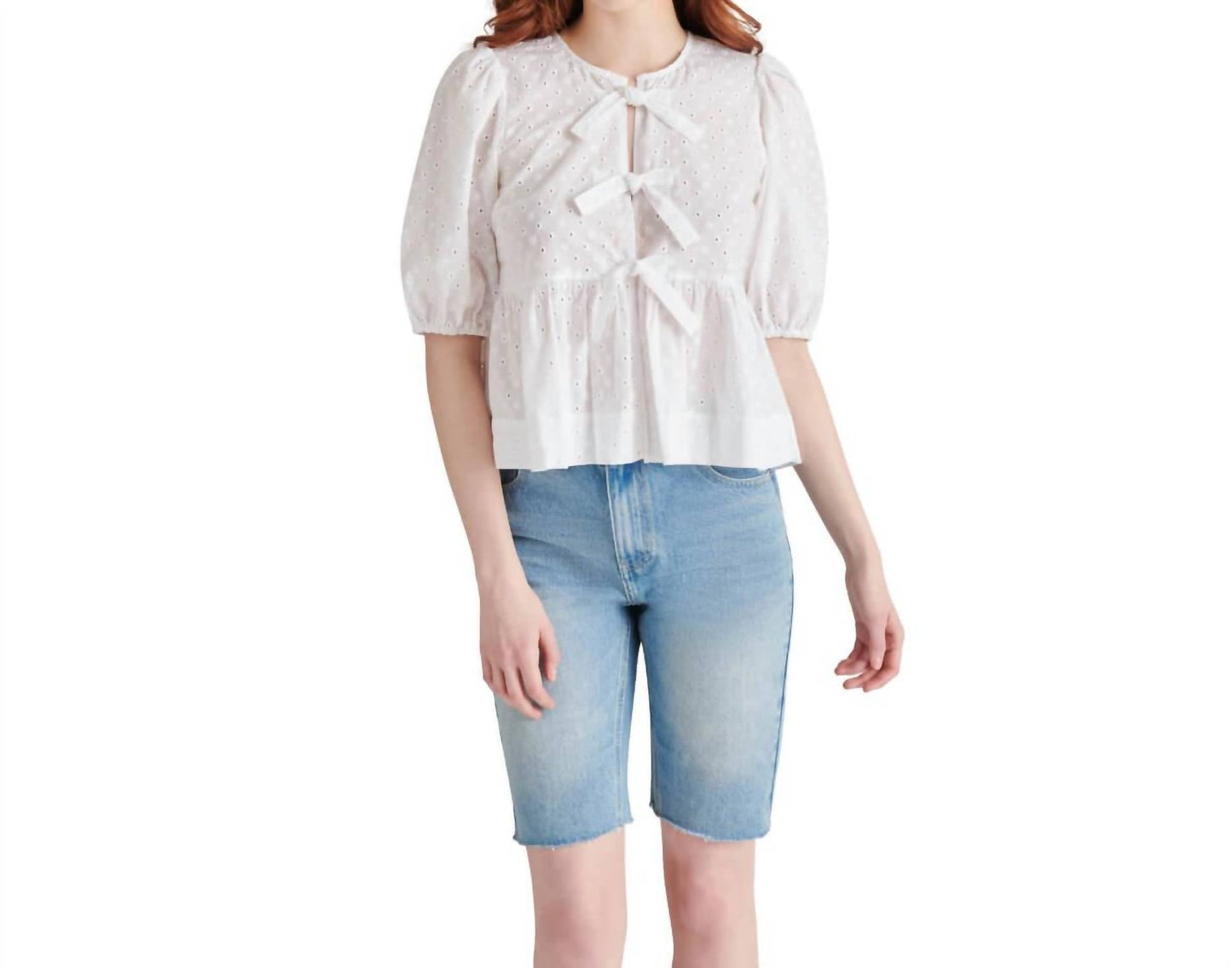 Steve Madden - Paula Eyelet Tie Front Top