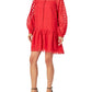 2.7 August Apparel - CHECK ORGANZA BUTTONED LONG SLEEVE MINI DRESS