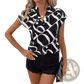 Abstract Print V-neck Stretch Satin Blouse