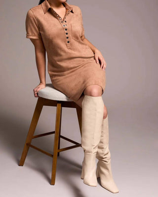 Tribal - suede short sleeve dress