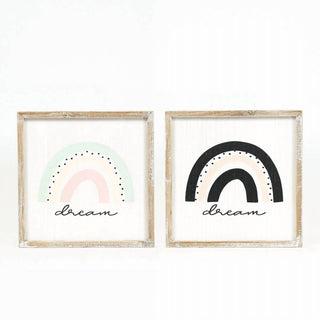 Adams & Co. - Double Sided "Dream" Wooden Rainbow Nursery Sign