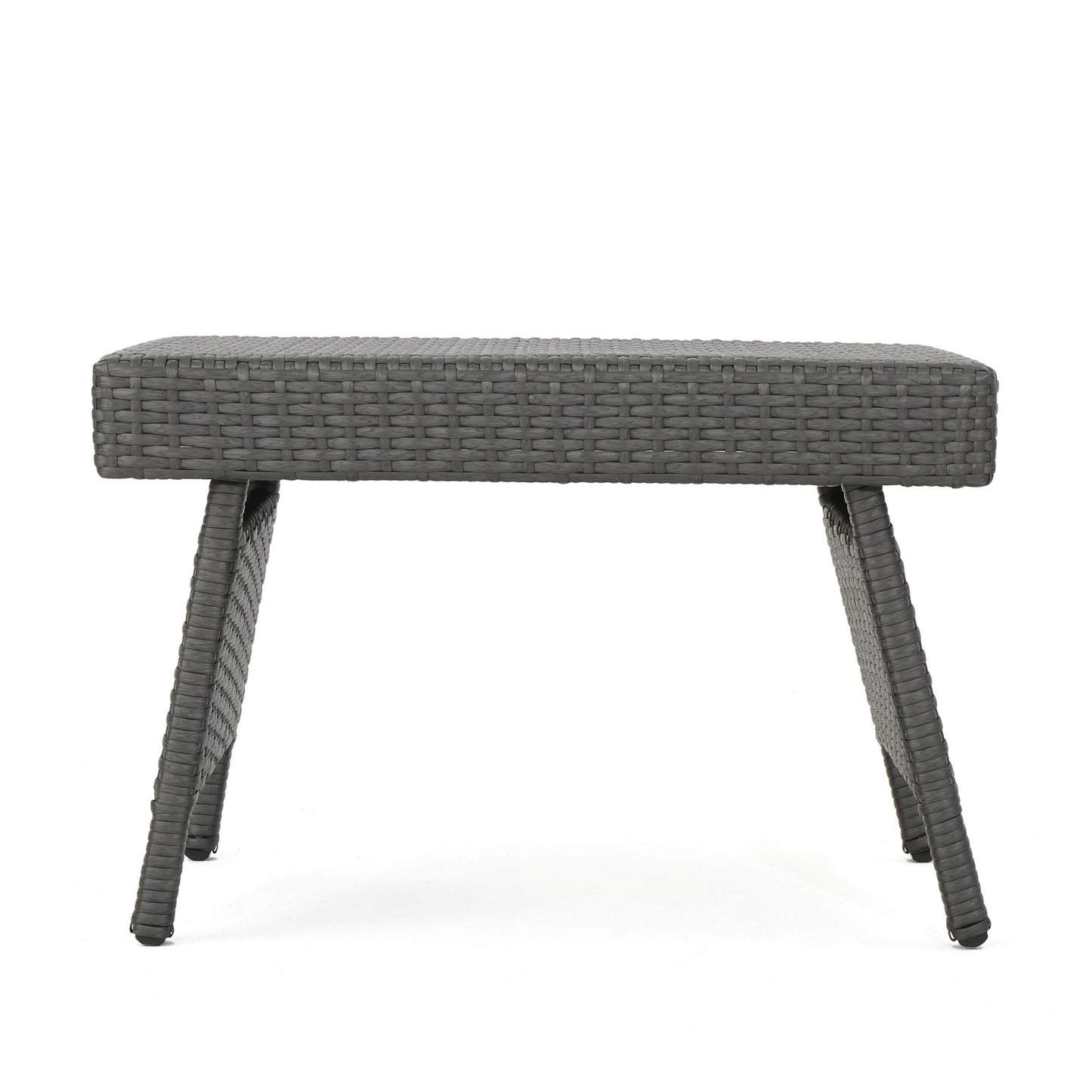 Outdoor Wicker Side Table With Rectangular Tabletop - Gray