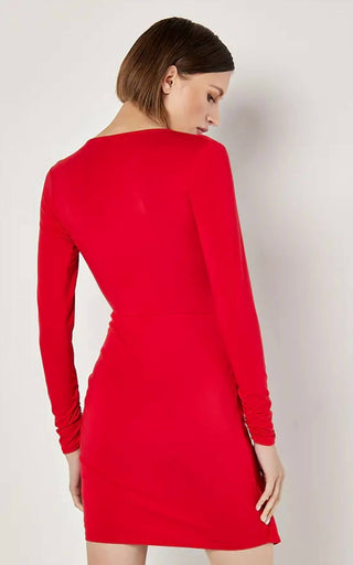 Apricot - Jersey Side Ruched Wrap Dress