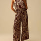 Q2 - Palm Print Drawstring Wide-leg Pant