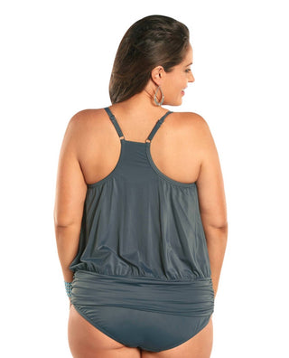 Always For Me - Plus Size Luxury Racerback Tankini Top with Matching Tankini Bottom